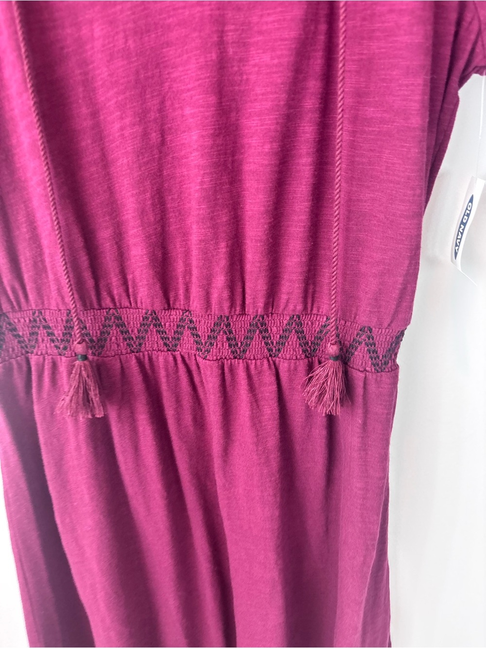 Old Navy Burgundy Maxi Dress Women’s XS Short Sleeve V Neck Smocked Waist Boho - Picture 7 of 8
